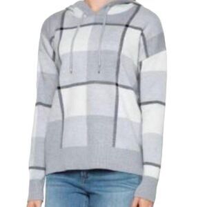 Rachel Roy Hodded Pullover Sweater Women's Shades of Gray 1X
